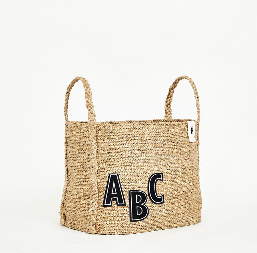 Large Maya J'Jute Jute basket with plush letters ABC